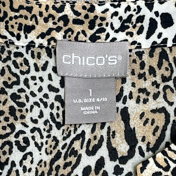 Chico's cheetah print flowy lightweight button down long sleeve Blouse,size 8/10 - Picture 5 of 15